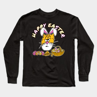 Easter Cat Bunny Eggs Sarcasm Long Sleeve T-Shirt